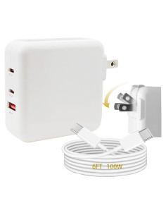 Cargador Rápido USB C 65W Acceron 3 Puertos con Enchufe Plegable