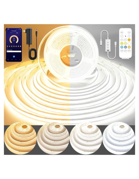 Tira de luz LED COB Pandery 3m CCT 2700K-6500K control APP Tira de luz LED COB Pandery 3m CCT 2700K-6500K control APP