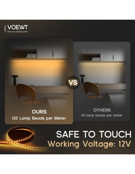 Tira LED 5m VOEWT 12V 6000K 600 LEDs Ultra Brillantes