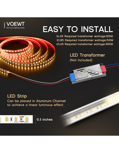 Tira LED 5m VOEWT 12V 6000K 600 LEDs Ultra Brillantes