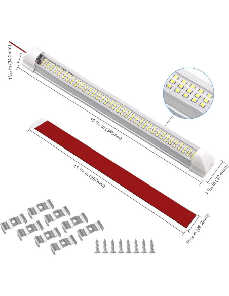 Barra de Luz Interior LED 12V RVZONE 108 LEDs 1600LM 6W 4Pack