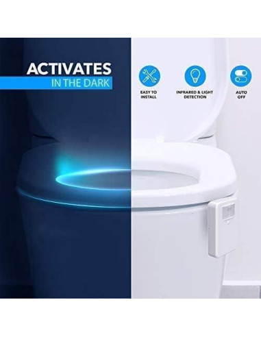 Luz Nocturna para Inodoro Witshine con Sensor de Movimiento, 16 Colores, Paquete de 3