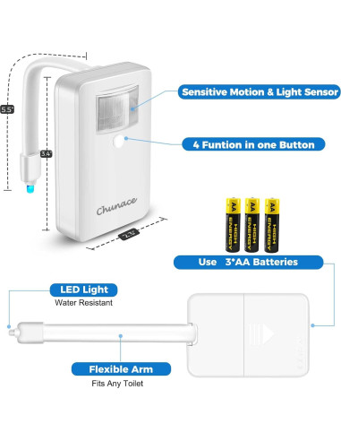 Chunace 6 Luces Nocturnas LED para Inodoro con Sensor de Movimiento