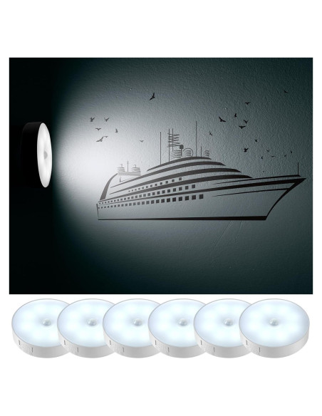 6 Luces Nocturnas Magnéticas Glooglitter con Sensor de Movimiento