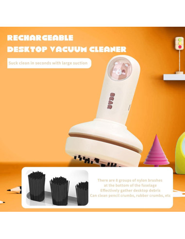 Mini Aspiradora de Escritorio HPYDIY Blanca Recargable USB 1200mAh