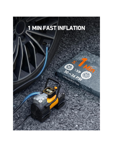 Compresor de Aire Portátil AstroAI ACZ1YE 12V 90W Inflador Neumáticos