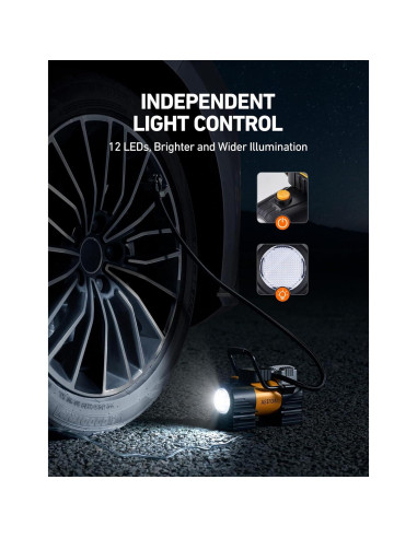Compresor de Aire Portátil AstroAI ACZ1YE 12V 90W Inflador Neumáticos