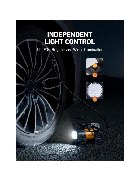 Compresor de Aire Portátil AstroAI ACZ1YE 12V 90W Inflador Neumáticos