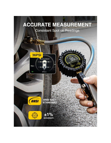 Medidor de Presión de Neumáticos Digital AZUNO 255 PSI