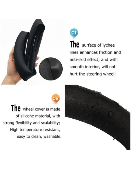 Cubierta de Volante de Silicona CNYMANY 33-38cm Negra