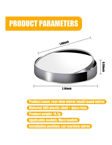 Espejos de Punto Ciego GKmow 2 PCS 5.5 cm Redondos Adhesivos