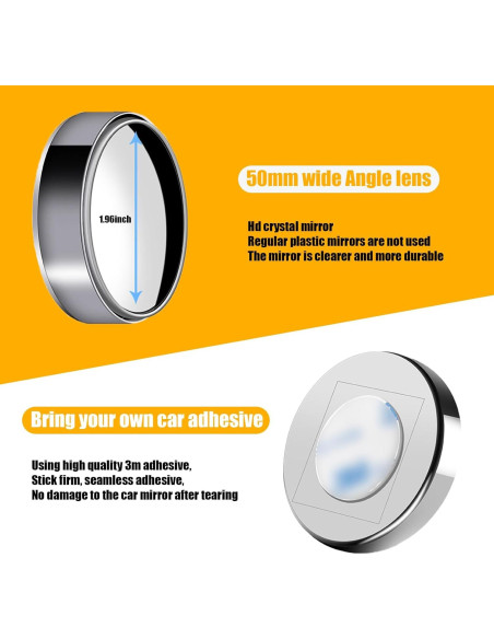 Espejos de Punto Ciego GKmow 2 PCS 5.5 cm Redondos Adhesivos