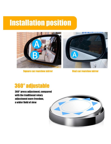 Espejos de Punto Ciego GKmow 2 PCS 5.5 cm Redondos Adhesivos