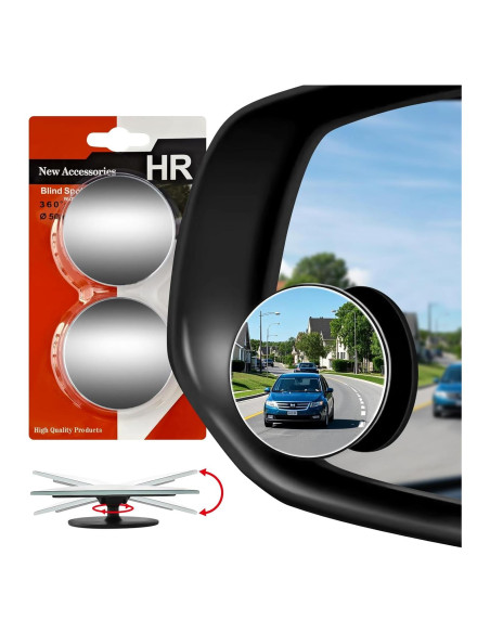 Espejo de Punto Ciego Aenfaiy 2 Pcs Redondo Ajustable HD