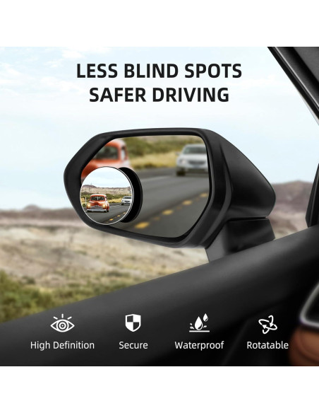 Espejo de Punto Ciego Aenfaiy 2 Pcs Redondo Ajustable HD