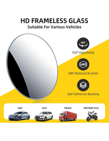 Espejo de Punto Ciego Aenfaiy 2 Pcs Redondo Ajustable HD