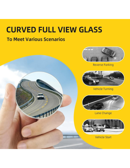 Espejo de Punto Ciego Aenfaiy 2 Pcs Redondo Ajustable HD