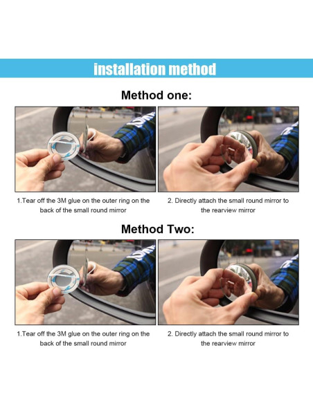 Espejo Convexo de Punto Ciego GLSOWEE 2 Piezas 5.08 cm