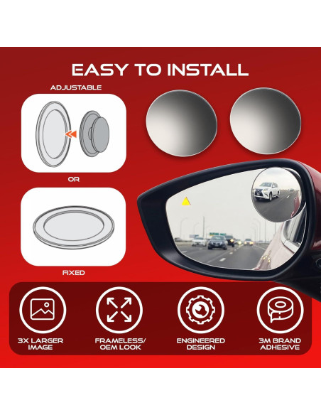 Espejo Convexo de Punto Ciego Utopicar 2.5" - 2 Piezas