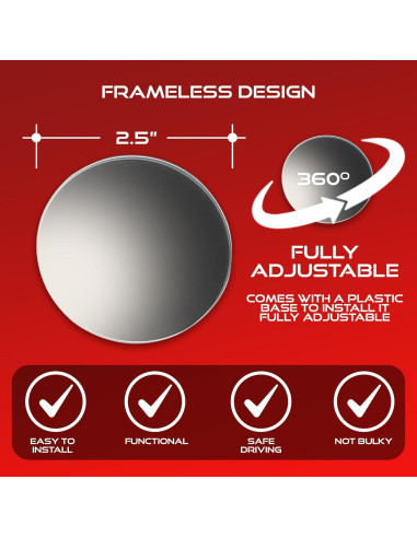 Espejo Convexo de Punto Ciego Utopicar 2.5" - 2 Piezas