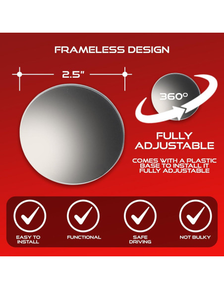 Espejo Convexo de Punto Ciego Utopicar 2.5" - 2 Piezas