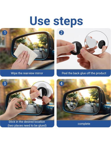 Espejos Convexos de Punto Ciego Piriuuo 2 Pcs 6x5cm Ajustables