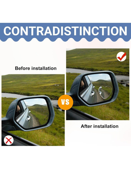 Espejos Convexos de Punto Ciego Piriuuo 2 Pcs 6x5cm Ajustables