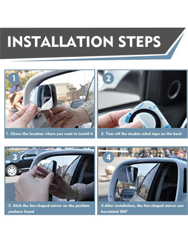 Espejos de Punto Ciego ijuicy ICYMDJ01 HD 2 Pcs Ajustables