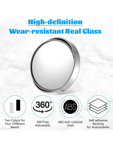 4 Espejos Convexos de Punto Ciego YUXIANLB 5.7 cm Ajustables