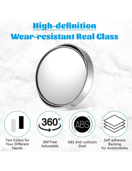 4 Espejos Convexos de Punto Ciego YUXIANLB 5.7 cm Ajustables