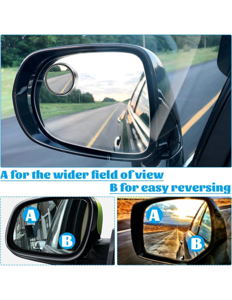 4 Espejos Convexos de Punto Ciego YUXIANLB 5.7 cm Ajustables