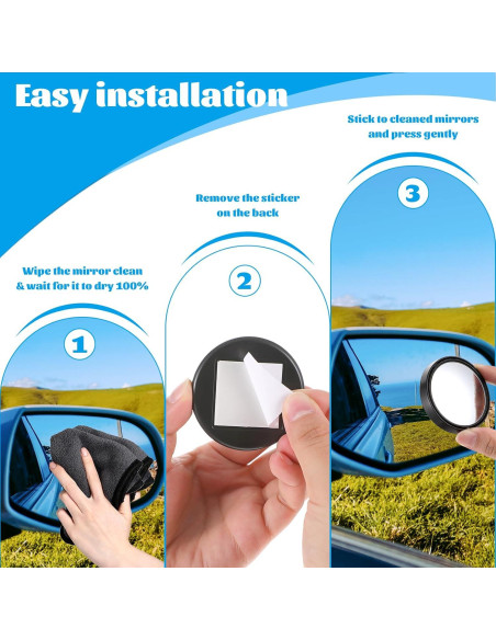 4 Espejos Convexos de Punto Ciego YUXIANLB 5.7 cm Ajustables