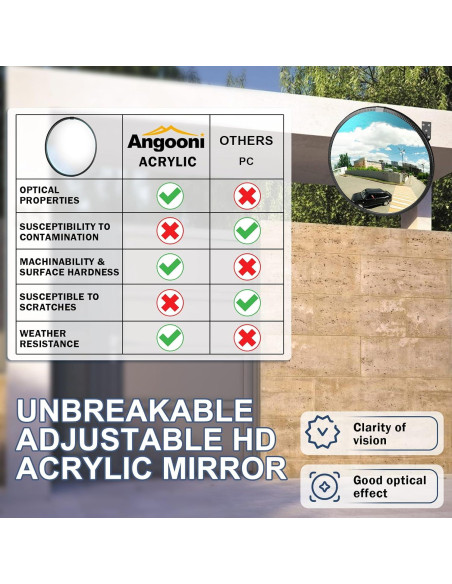 Espejo Convexo de Tráfico Angooni 38 cm Ajustable Seguridad