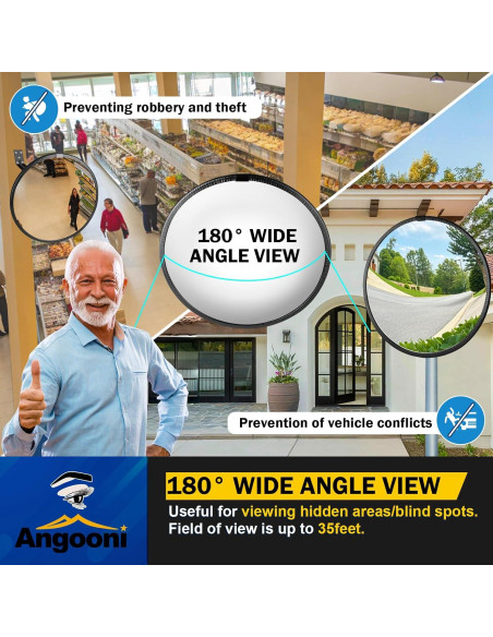 Espejo Convexo de Tráfico Angooni 38 cm Ajustable Seguridad