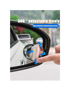 Espejo de Punto Ciego KARKOR Redondo HD Ajustable 360 - Paquete de 2 2