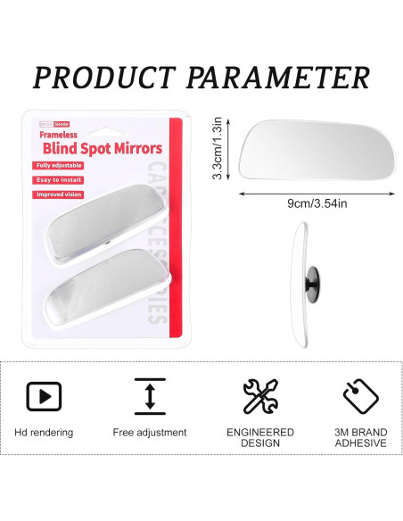 Espejo de Punto Ciego Yolev Convexo 19.5x12.5cm - 2 Piezas Espejo de Punto Ciego Yolev Convexo 19.5x12.5cm - 2 Piezas