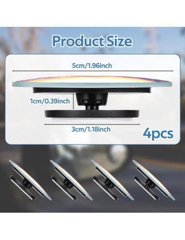 Espejo Convexo Redondo FdcLixuvol para Punto Ciego - 4 Pcs