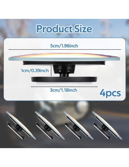 Espejo Convexo Redondo FdcLixuvol para Punto Ciego - 4 Pcs