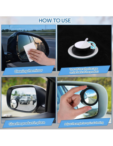 Espejo Convexo Redondo FdcLixuvol para Punto Ciego - 4 Pcs