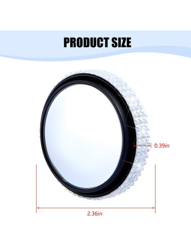 Espejo de Punto Ciego Zpana 5.7cm con Rhinestones - 2 Piezas