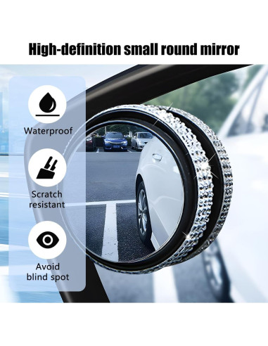 Espejo de Punto Ciego Zpana 5.7cm con Rhinestones - 2 Piezas