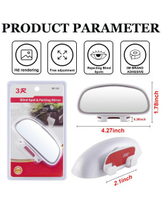 Espejo de Punto Ciego LivTee HD Convexo Ajustable 10.85x4.52cm 2