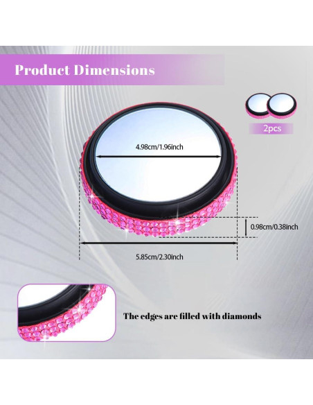 Espejo Convexo de Punto Ciego RGOAANC 5.84 cm Rosa 2 Pcs