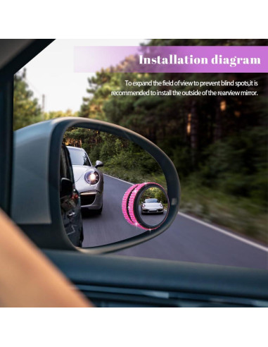 Espejo Convexo de Punto Ciego RGOAANC 5.84 cm Rosa 2 Pcs