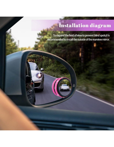 Espejo Convexo de Punto Ciego RGOAANC 5.84 cm Rosa 2 Pcs