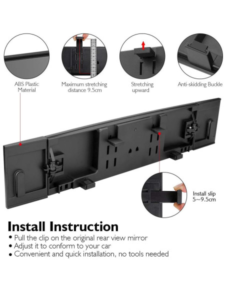 Espejo Retrovisor Curvado MIAOKE 39 cm Ajustable para Auto