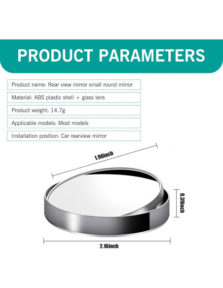 Espejos Redondos de Punto Ciego DACIRTY 2 PCS Ajustables HD