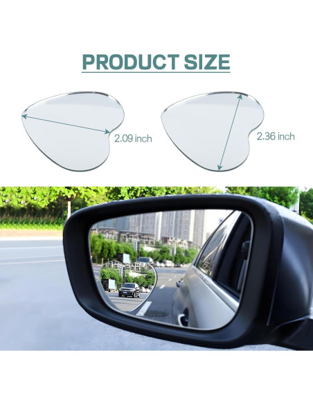 Espejo de Punto Ciego Hbxdeco Corazón 2PCS Ajustable 360