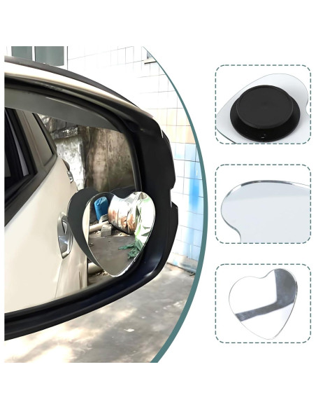 Espejo de Punto Ciego Hbxdeco Corazón 2PCS Ajustable 360