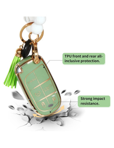 Cubierta de Llave de TPU para Jeep - Funda Anti-Huellas Verde